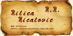 Milica Mićalović vizit kartica